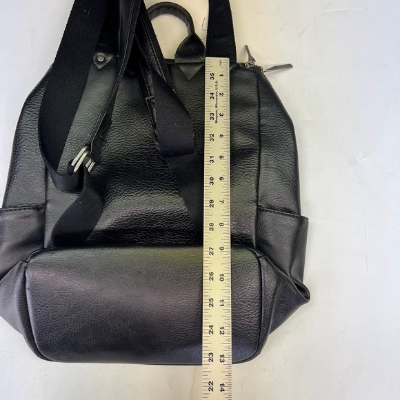 Matt & Nat Black Vegan Leather Backpack Recycled Lining Minimalist Bag main image 6